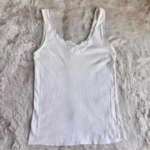 Vintage Nordstrom Intimates Baby Pink Coquette Tank Top with Crochet Lace Trim